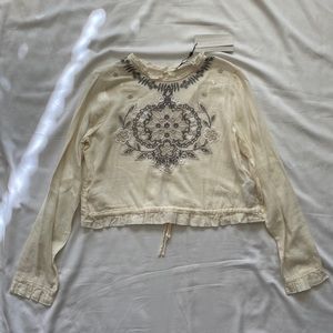 Zara White Long Sleeve Shirt with Detail